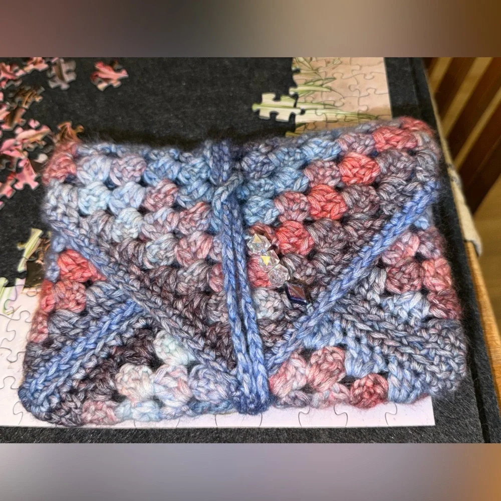 Multicolor Crochet Pouch for kindle or E-reader or small book